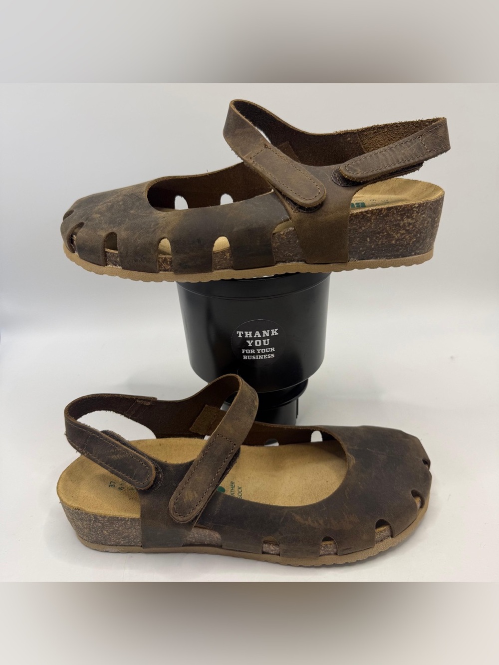 BioNatura Easy Leather Sandals Brown Mary Jane Comfort Shoes EU 37 US 6.5